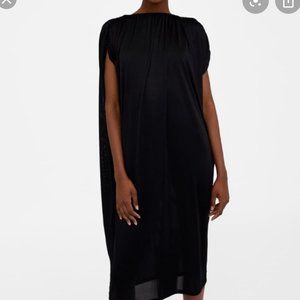 Zara W/B Collection Draped Shoulder Dress
